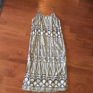 Navy and white print midi dress/ beach cover up